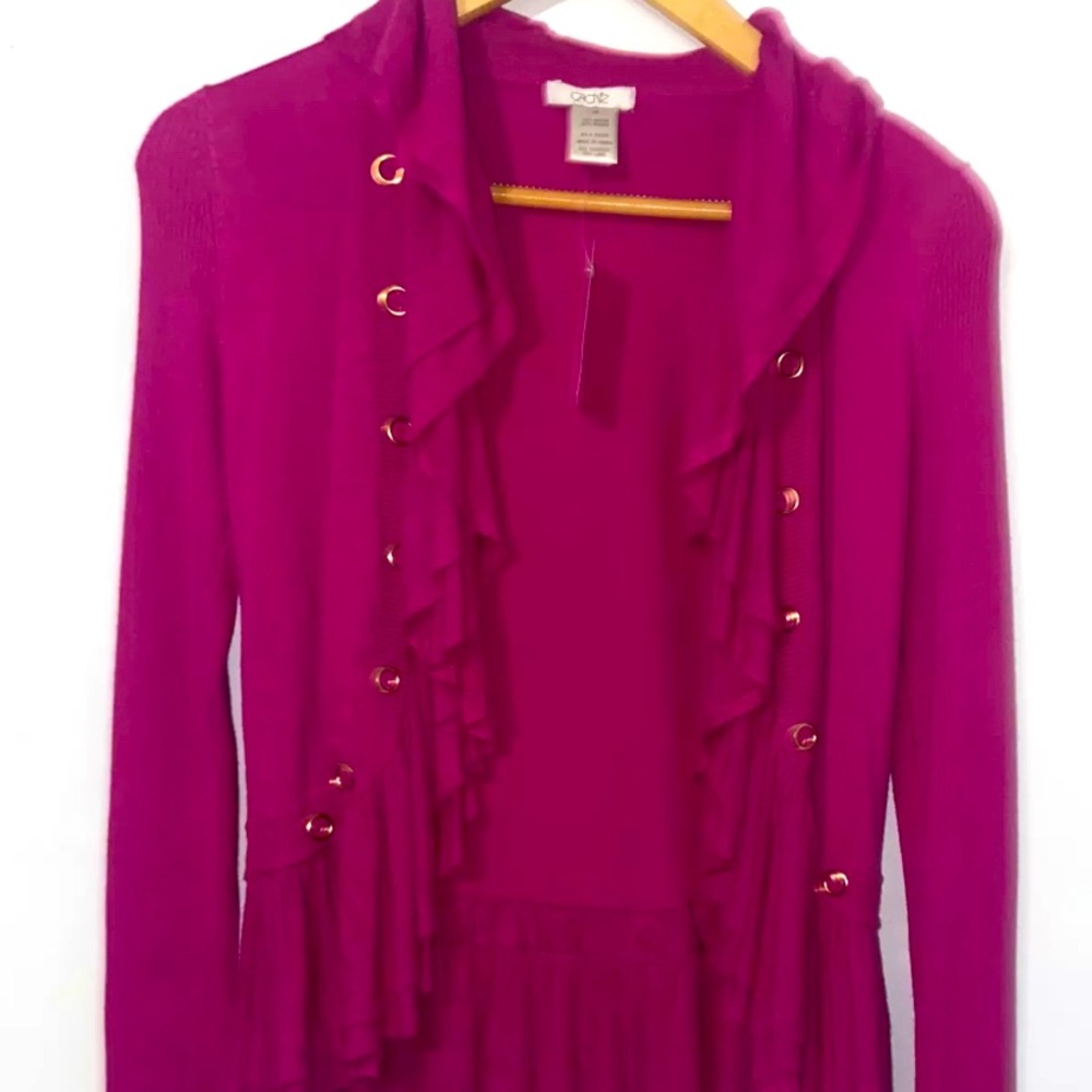 Cache ruffle open front cardigan small